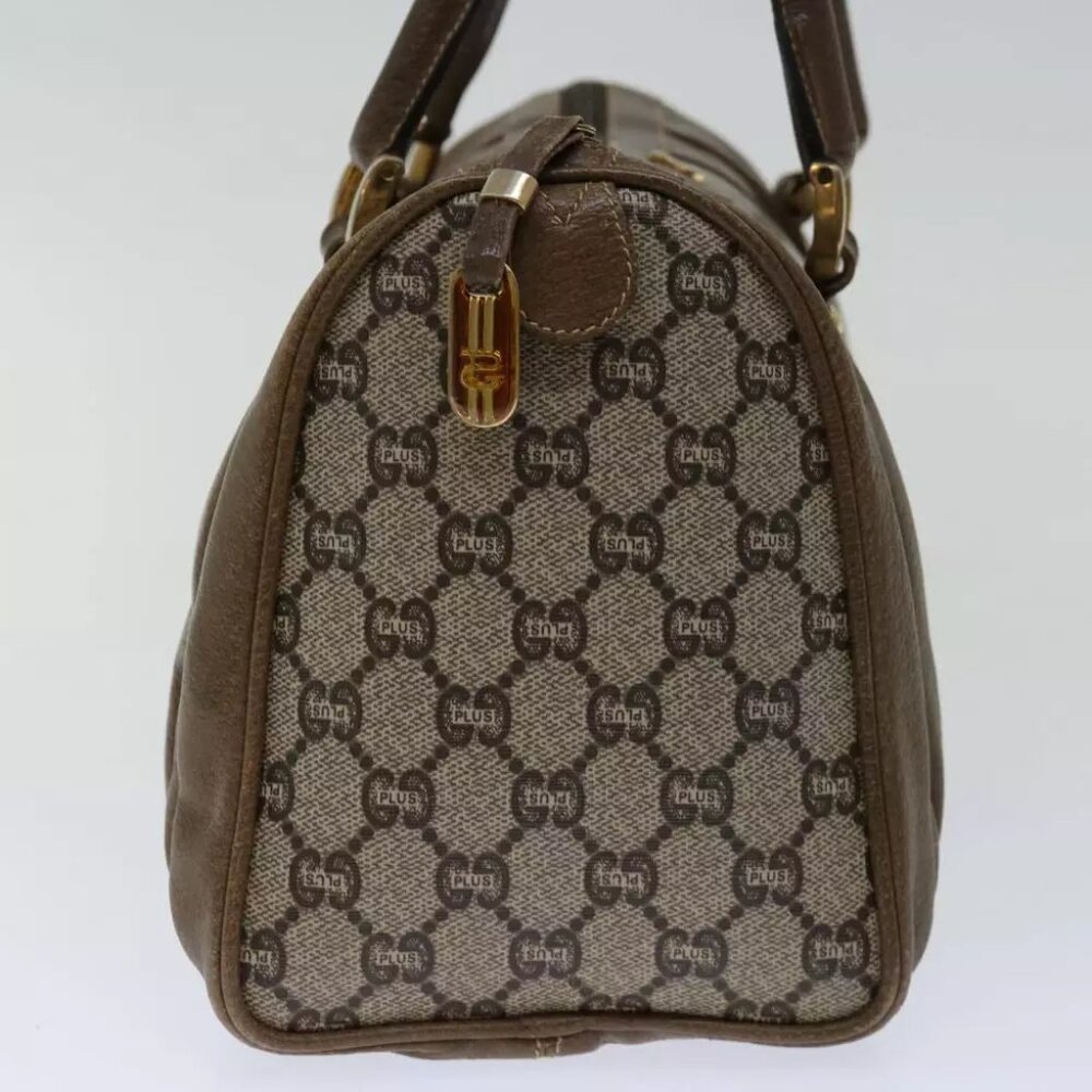 GUCCI GG PLUS Canvas Hand Bag PVC Beige Brown - Picture 6 of 7